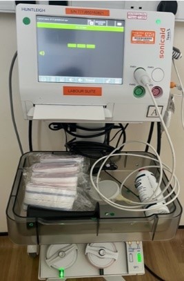 A CTG machine used for continuous electronic fetal monitoring